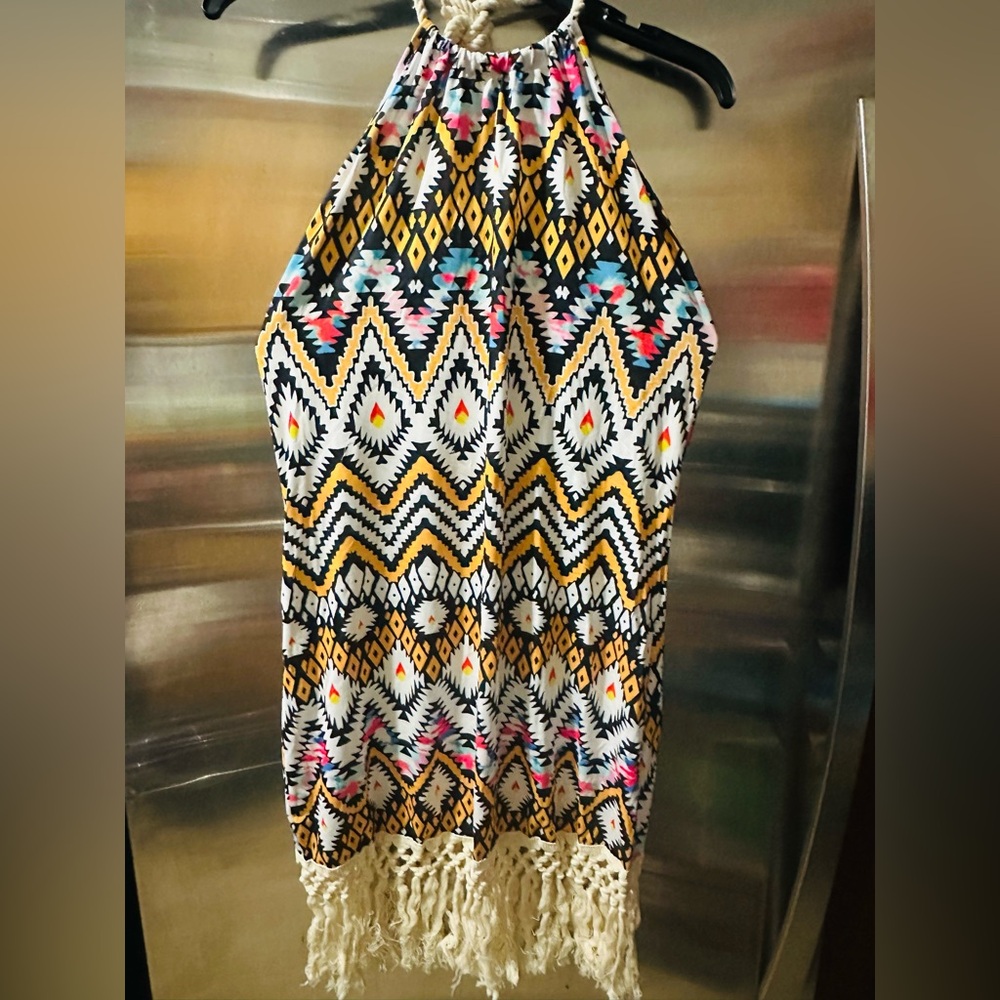 Multicolor Zigzag Halter Dress